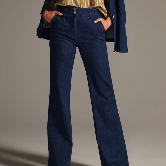 Anthropologie Denim - Anthropologie Maeve High Rise Tailored Flare Jean Raw Hem